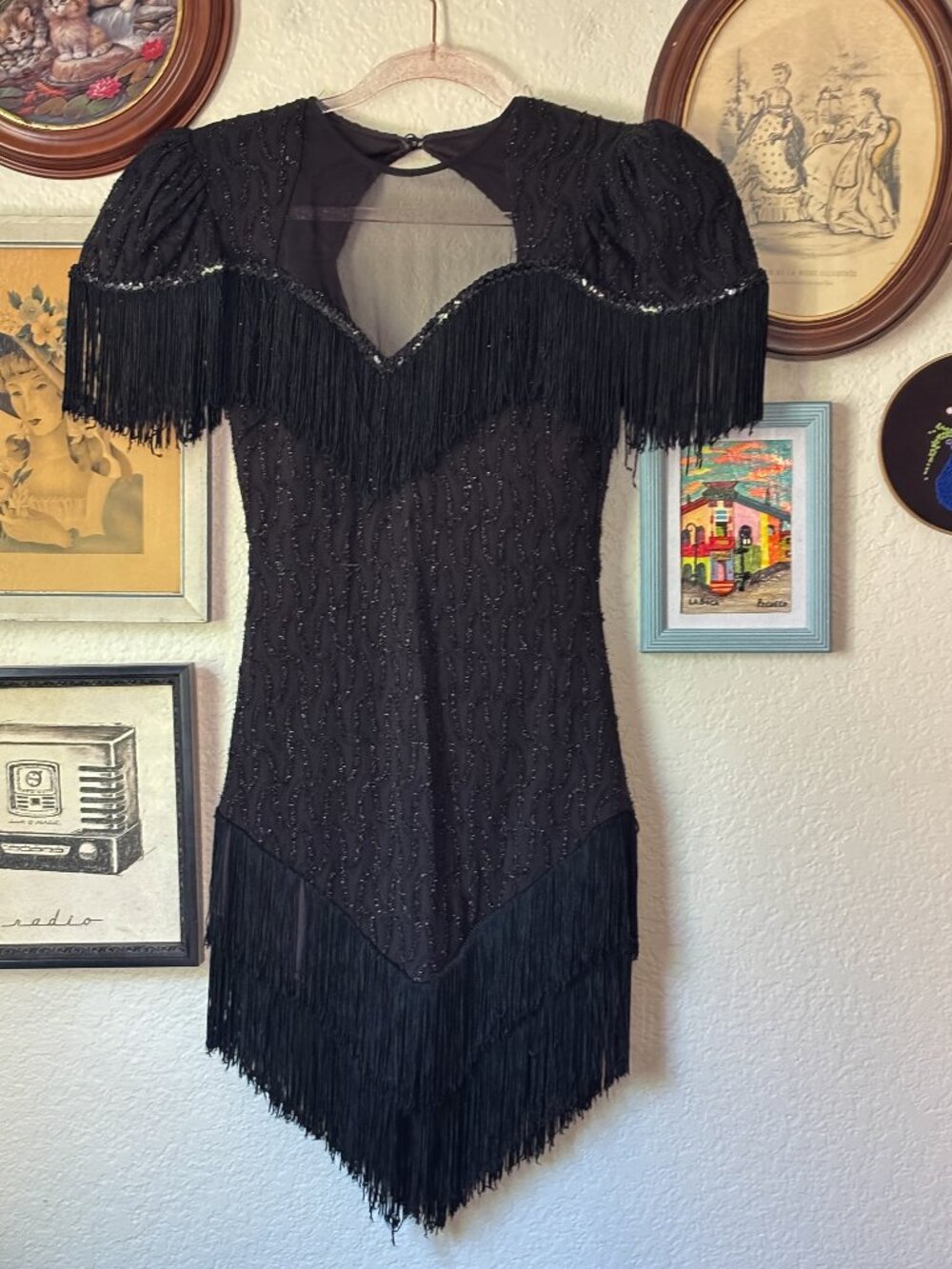 Black Fringe Dance Costume Dress